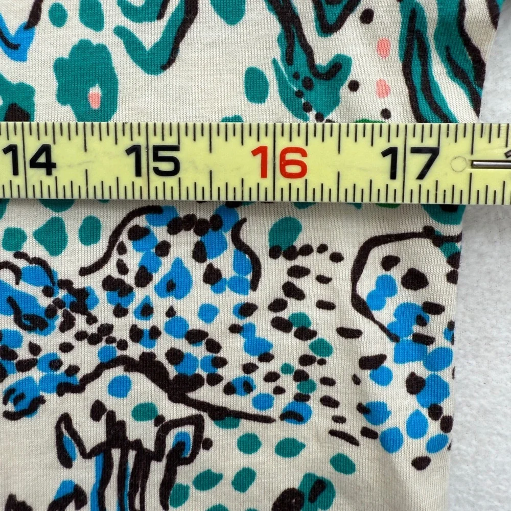 Lilly Pulitzer Women's M Medium Shift Dress Green Blue Long Sleeve Pima Cotton - Picture 4 of 5